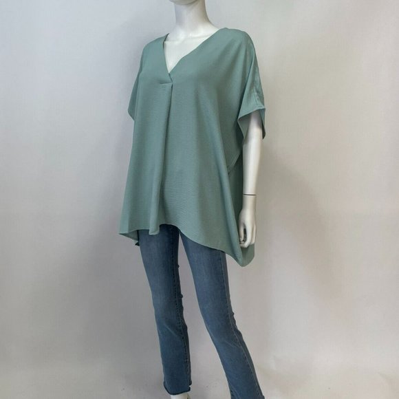 Entro Short Sleeve Mint Tunic V-Neck Top - Picture 2 of 4